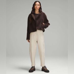 Lululemon Size 8 Sherpa Fleece Oversized Zip-Up Collared Jacket - Espresso